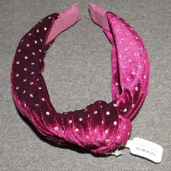 Torrid Wine Velvet Knot Studded Headband NEW - Picture 2 of 9